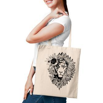 Floral Lion For Women Lion Flower Animal Lover Graphic Art Tote Bag - Thegiftio UK