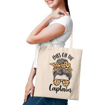 Funny Captain Wife Dibs On The Captain Saying Cute Messy Bun Tote Bag - Thegiftio UK