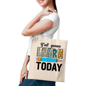 Funny Test Day Teacher Yall Gonna Learn Today Leopard Tote Bag - Thegiftio UK