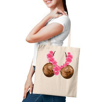 Hawaiian Coconut Bra Cool Halloween Flowery Tote Bag - Thegiftio UK