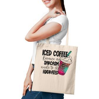 Iced Coffee Because My Sarcasm Need To Stay Hydrated Leopard Tote Bag - Thegiftio UK