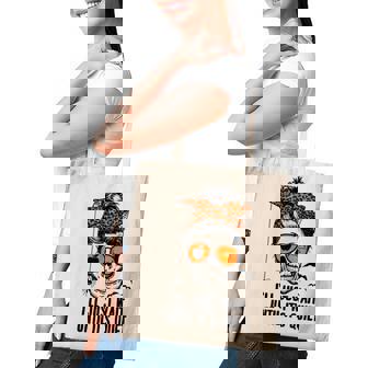 Ill Just Wait Until Its Quiet Skeleton Teacher Messy Bun Tote Bag - Thegiftio