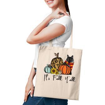 Its Fall Yall Cat Leopard Pumpkin Sunflower Tote Bag - Thegiftio UK