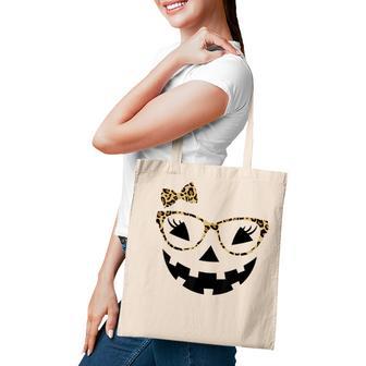 Jack O Lantern Face Leopard Glasses Halloween Pumpkin Women Tote Bag - Thegiftio UK