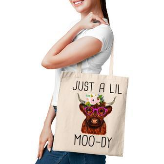 Just A Little Moody Cute Highland Cows Lover Farming Cow Tote Bag - Thegiftio UK