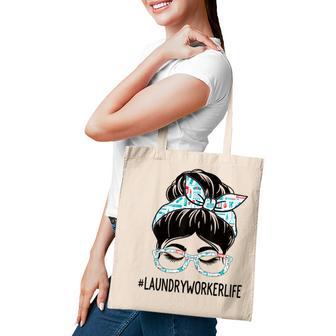 Laundry Worker Week Appreciation Women Messy Bun For Work Tote Bag - Thegiftio UK