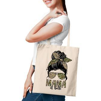 Leopard Messy Bun Mom Mama Of Both Camouflage Mothers Day Tote Bag - Thegiftio UK