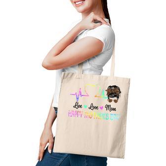 Live Love Mom Happy Mothers Day Messy Bun Tie Dye For Mama Tote Bag - Thegiftio UK
