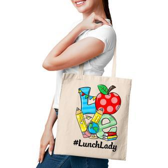 Love Lunch Lady Apples Funny Back To School Teacher Tote Bag - Thegiftio UK