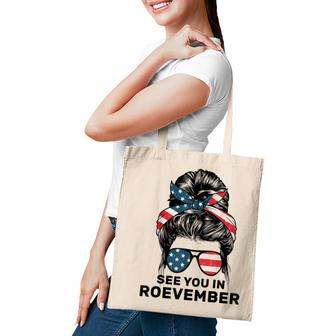 Messy Bun American Flag See You In Roevember Womens Rights Tote Bag - Thegiftio UK