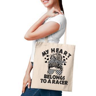Messy Bun Racing Dirt Track Racing Racers Wife Mother Day Tote Bag - Thegiftio UK