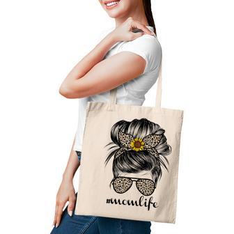 Mom Life For Women Messy Bun Leopard Mothers Day Tote Bag - Thegiftio UK