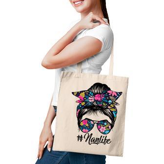 Nan Life Messy Hair Bun Floral Women Mothers Day Tote Bag - Thegiftio UK