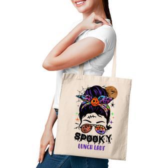 One Spooky Lunch Lady Sugar Skull Pumpkin Halloween Women Tote Bag - Thegiftio UK