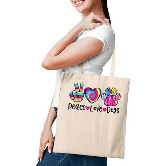 Peace Love Dogs Tie Dye Dog Paw Dog Mom Mothers Day Tote Bag - Thegiftio UK