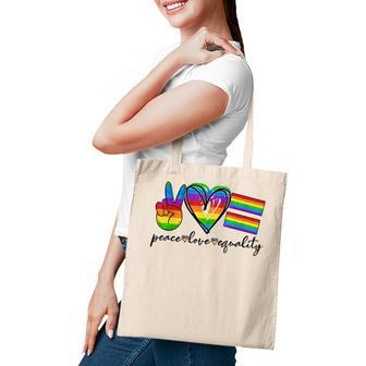 Peace Love Equality Lgbtq Rainbow Flag Gay Pride Ally Tote Bag - Thegiftio UK