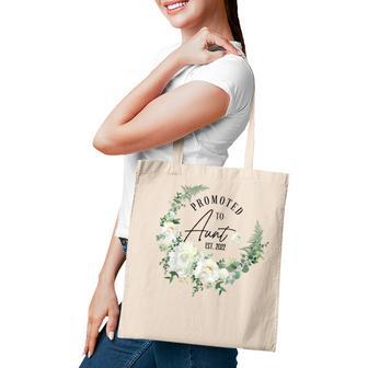 Promoted To Aunt Est 2022 Women Flower First Time Aunt Tote Bag - Thegiftio UK