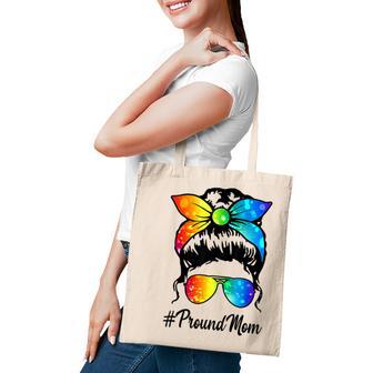 Proud Mom Lgbt Gay Pride Messy Bun Support Lgbtq Parade V2 Tote Bag - Thegiftio UK