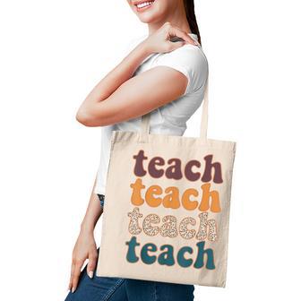 Retro Leopard Teach For Teacher Elementary School Tote Bag - Thegiftio UK