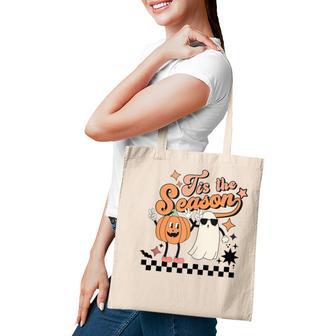 Retro Tis The Season Pumpkin And Ghost Halloween Party Tote Bag - Thegiftio UK