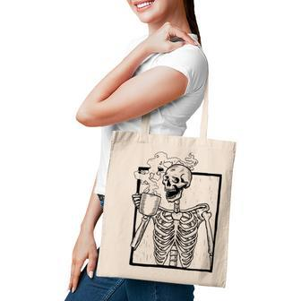 Skeleton Drink Coffee Funny Skeleton Halloween Costume Tote Bag - Thegiftio UK