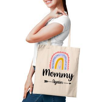 Soon To Be Mommy Again Rainbow Graphic Baby Announcement Family Tote Bag - Thegiftio UK