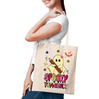 Spooky Teacher Ghost Halloween Groovy Retro Trick Or Treat V3 Tote Bag - Thegiftio UK