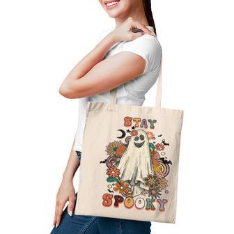 Stay Spooky Retro Vintage Ghost Halloween Tote Bag - Thegiftio UK