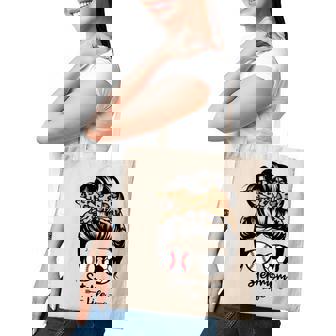 Stepmom Life Messy Bun Hair Funny Soccer Baseball Stepmom Tote Bag - Thegiftio