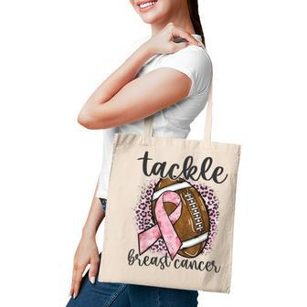 Tackle Breast Cancer Awareness Football Pink Ribbon Women Tote Bag - Thegiftio UK