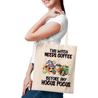 This Witch Needs Coffee Before Any Hocus Pocus Halloween Tote Bag - Thegiftio UK