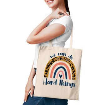 We Can Do Hard-Things Teacher Leopard Rainbow Back To School Tote Bag - Thegiftio UK