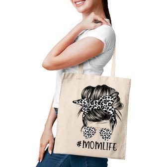 Women Mom Life Mom Life Leopard Messy Bun Tote Bag - Thegiftio UK