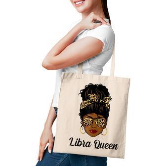 Womens Libra Queen Leopard Black September Melanin Birthday Tote Bag - Thegiftio UK