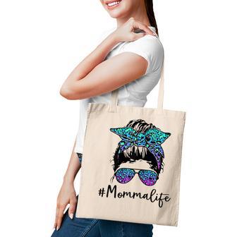 Womens Momma Life Leopard Tie Dye Messy Bun Mothers Day Women Tote Bag - Thegiftio UK