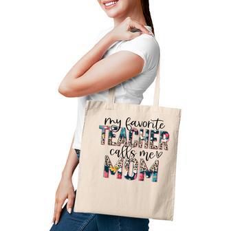 Womens My Favorite Teacher Calls Me Mom Teacher Leopard Tote Bag - Thegiftio UK