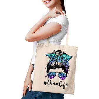 Womens Oma Life Leopard Tie Dye Messy Bun Mothers Day Women Tote Bag - Thegiftio