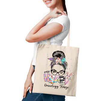 Womens One Hoppy Oncology Nurse Messy Bun Easter Matching Tote Bag - Thegiftio UK