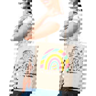 Womens Vintage Rainbow Easter Eggs Bunny Ears One Hoppy Grandmommy Tote Bag - Thegiftio