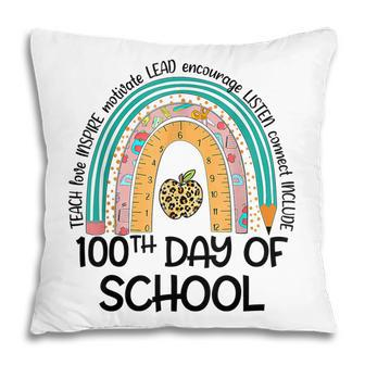 100Th Day Of School Teacher - 100 Days Smarter Rainbow Pillow - Thegiftio UK