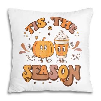 Tis The Season Pumpkin Spice Autumn Fall Thanksgiving Retro  Pillow