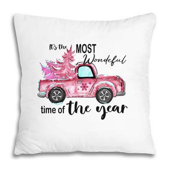 Christmas It Is The Most Wonderful Time Of The Year Holiday Vintage Christmas Truck Pillow