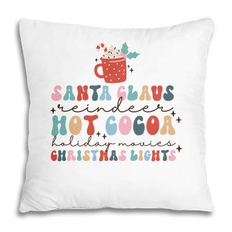 Retro Christmas Santa Claus Hot Cocoa Holiday Christmas Lights Pillow