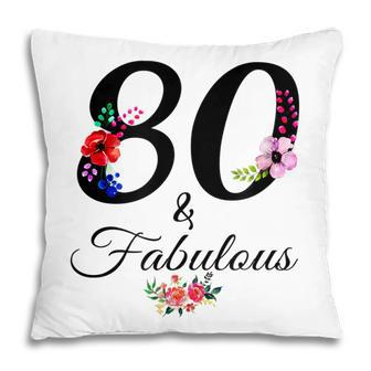 80 & Fabulous 80 Year Old Vintage Floral 1942 80Th Birthday Pillow - Thegiftio UK
