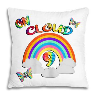 9Th Birthday Retro Rainbows Cloud 9 Happy Birthday Pillow - Thegiftio UK