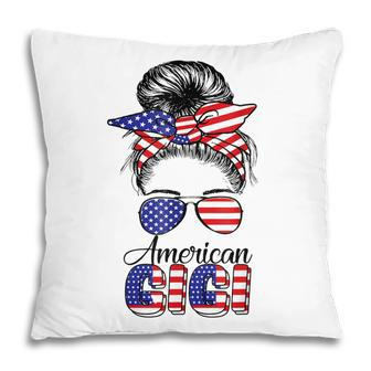 American Gigi Messy Hair Bun Sunglass Bandana American Flag Pillow - Thegiftio UK