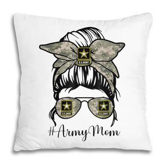 Army Mom Messy Bun Hair Glasses V2 Pillow - Thegiftio UK