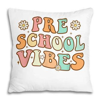 Back To School Preschool Vibes Retro Teacher Nursery School Pillow - Thegiftio UK