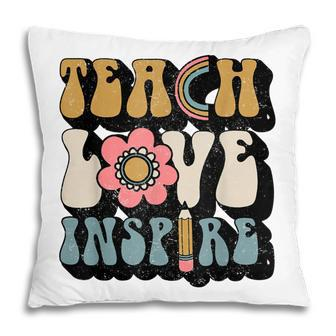 Back To School Teach Love Inspire Retro Teachers Women Pillow - Thegiftio UK