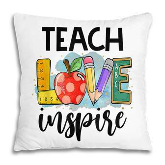 Back To School Teach Love Inspire Retro Teachers Women Pillow - Thegiftio UK